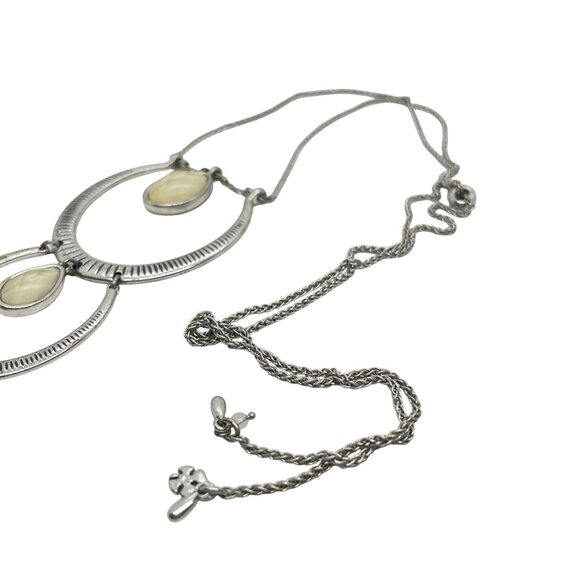 LUCKY BRAND PINK GEM STONE MOTHER OF PEARL CASCADING PENDANT NECKLACE STATEMENT - Picture 10 of 16